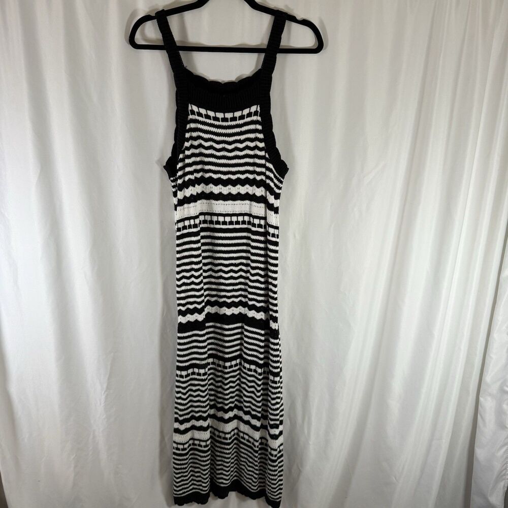 Joie Sweater Dress Women's XL Black White Knit Sleeveless Striped Pullover